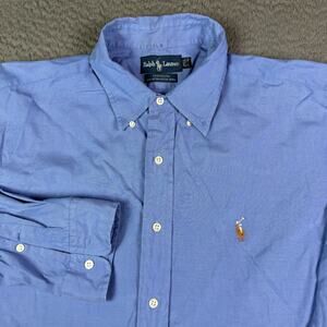 Ralph Lauren Shirt Mens 17-36 (2XL) Blue Button Down Oxford OCBD Flesh Pony